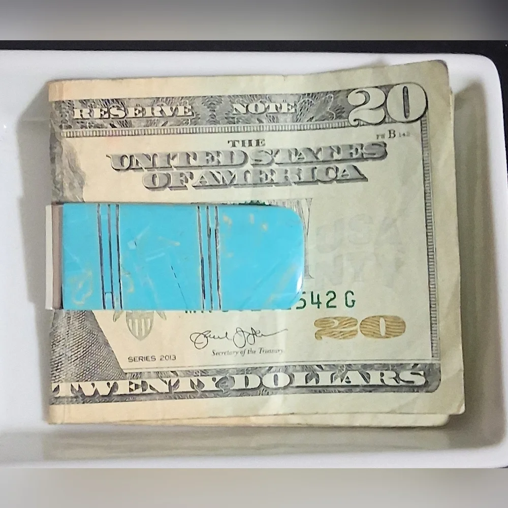 TURQUOISE MONEY CLIP STAINLESS STEEL